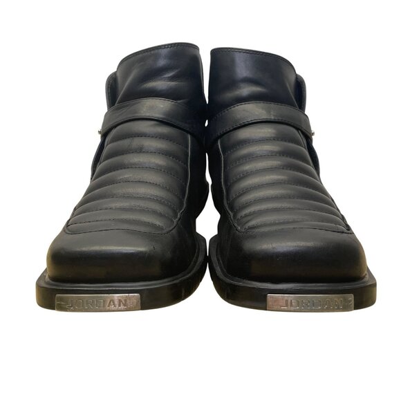 Air Jordan Men’s Black Leather Mid-Top Strapped Two3 Da’Catti Biker Boots Sz 12 - Picture 2 of 14